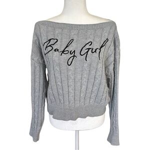 Unbranded Gray "Baby Gurl" Knit Sweater Size Medium